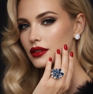 Vintage Sapphire Cluster Ring 12KT Gold Statement Ring Size 7.5 Estate Style Blu